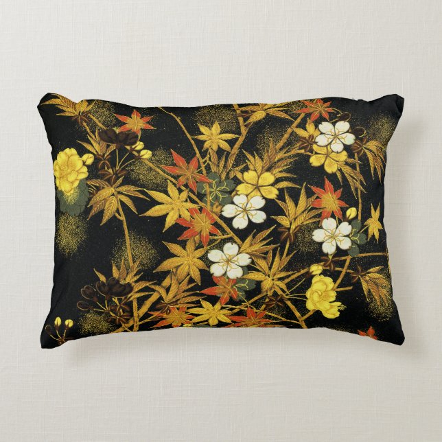 Japanese Autumn Leaves Antique Rich Classic Art Decorative Cushion (Front)