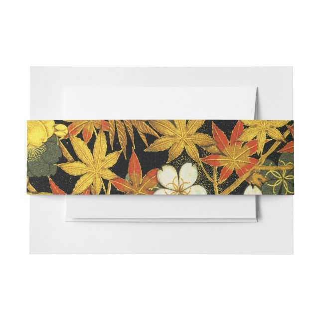 Japanese Autumn Leaves Antique Rich Classic Art Invitation Belly Band (Front Example)