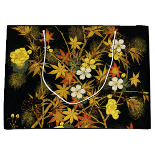 Japanese Autumn Leaves Antique Rich Classic Art Large Gift Bag