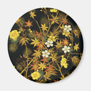 Japanese Autumn Leaves Antique Rich Classic Art Magnet