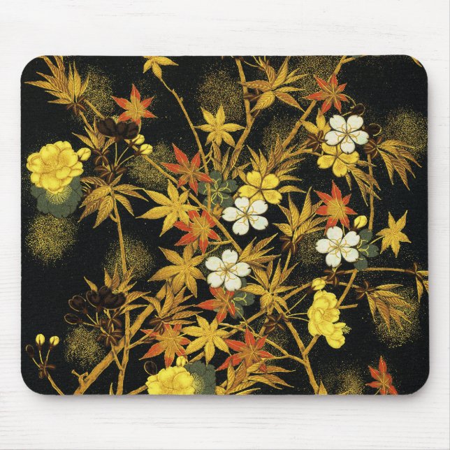 Japanese Autumn Leaves Antique Rich Classic Art Mouse Mat (Front)