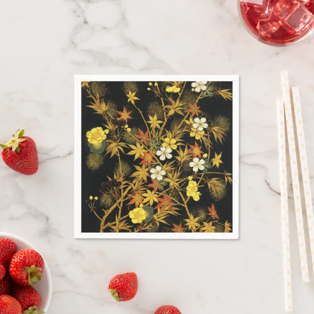 Japanese Autumn Leaves Antique Rich Classic Art Napkin (Insitu)