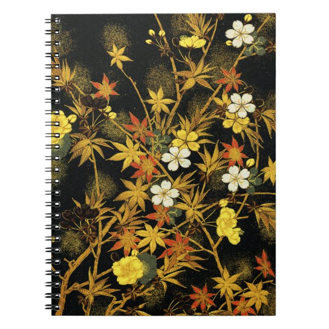 Japanese Autumn Leaves Antique Rich Classic Art Notebook (Front)