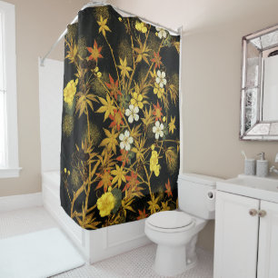 Japanese Autumn Leaves Antique Rich Classic Art Shower Curtain