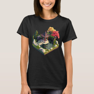 Japanese Autumn Shrine Garden isometric 32bit isla T-Shirt