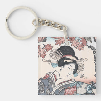 Japanese Autumn Ukiyo-e Momijigari no himegimi Key Ring