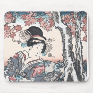 Japanese Autumn Ukiyo-e Momijigari no himegimi Mouse Mat