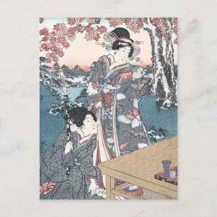 Japanese Autumn Ukiyo-e Momijigari no himegimi Postcard