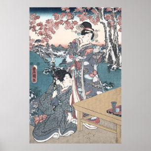 Japanese Autumn Ukiyo-e Momijigari no himegimi Poster