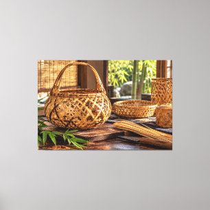 Japanese Bamboo Craft – Woven Baskets Canvas Print