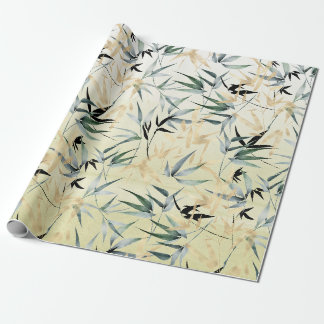 Japanese Bamboo Gold Green Pattern Wrapping Paper