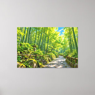 Japanese Bamboo Grove – Fresh Green Summer Forest Canvas Print