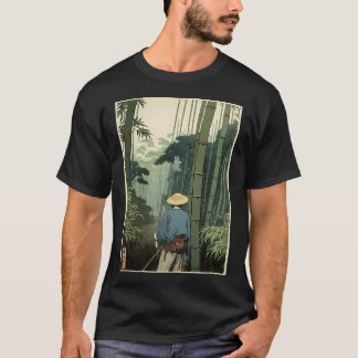 Japanese Bamboo Grove Woodblock Spiritual Nature T-Shirt