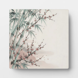Japanese Bamboo Plum Blossom Ink  Plaque
