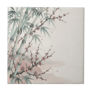 Japanese Bamboo Plum Blossom Ink Tile