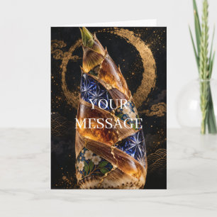 Japanese Bamboo Shoot Gold Art Personalized Card