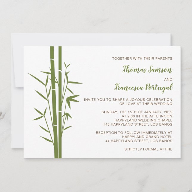 Japanese Bamboo Wedding Invitation (Front)