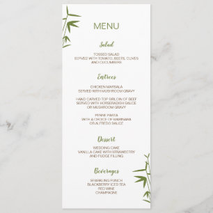 Japanese Bamboo Wedding Menu Card