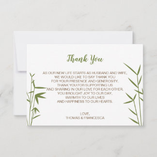 Japanese Bamboo Wedding Thank You Card