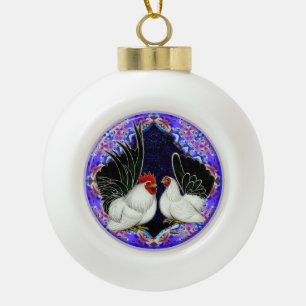 Japanese Bantam Circle Ceramic Ball Christmas Ornament