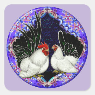Japanese Bantam Circle Square Sticker