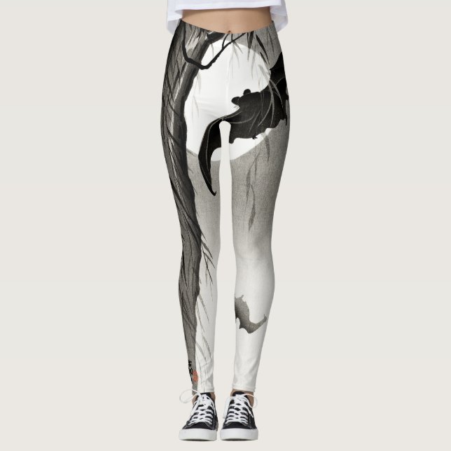 JAPANESE BAT PRINT DESIGNER LEGGINGS (Front)