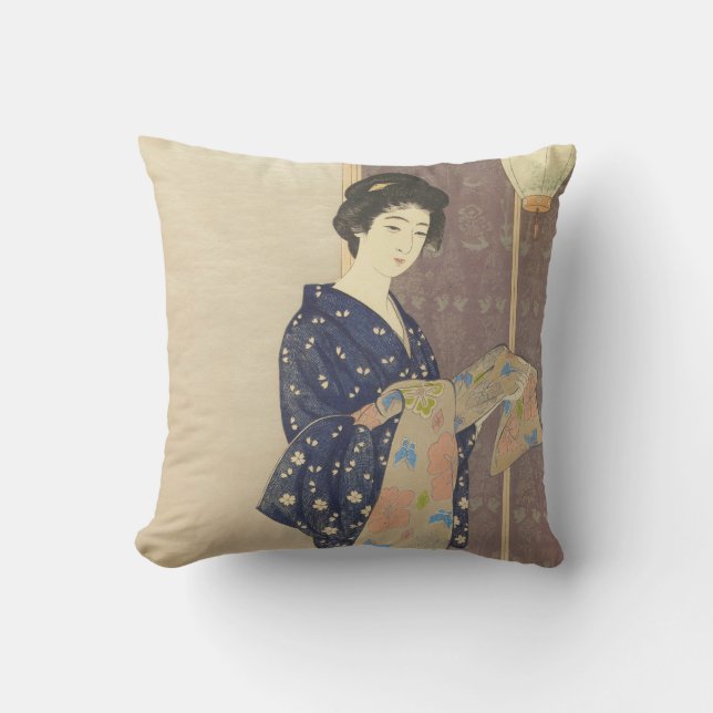 Japanese Beauty in Summer Kimono Cushion (Front)
