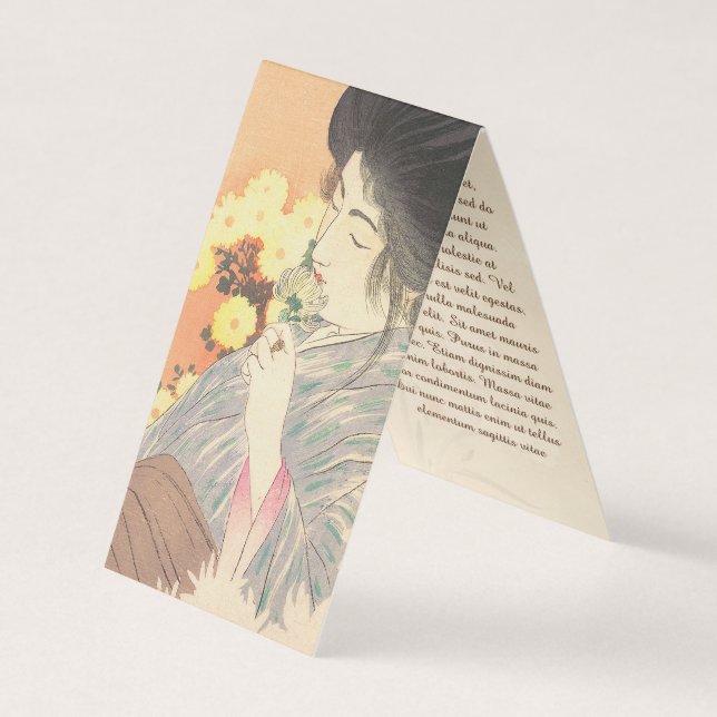 Japanese beauty with flower geisha maiko tattoo business card (Front)