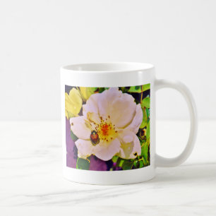 Japanese Beetle on White  Rose Coffee Mug