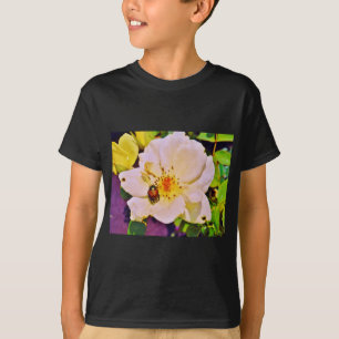 Japanese Beetle on White  Rose T-Shirt
