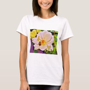 Japanese Beetle on White  Rose T-Shirt