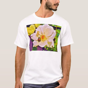Japanese Beetle on White  Rose T-Shirt