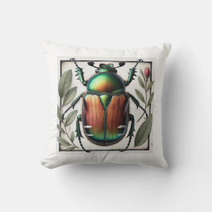 Japanese beetle painting 110924IREF232 - Watercolo Cushion