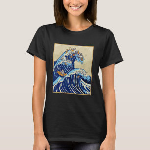 Japanese Big Wave of Cats Surfing Kanagawa Wave Vi T-Shirt