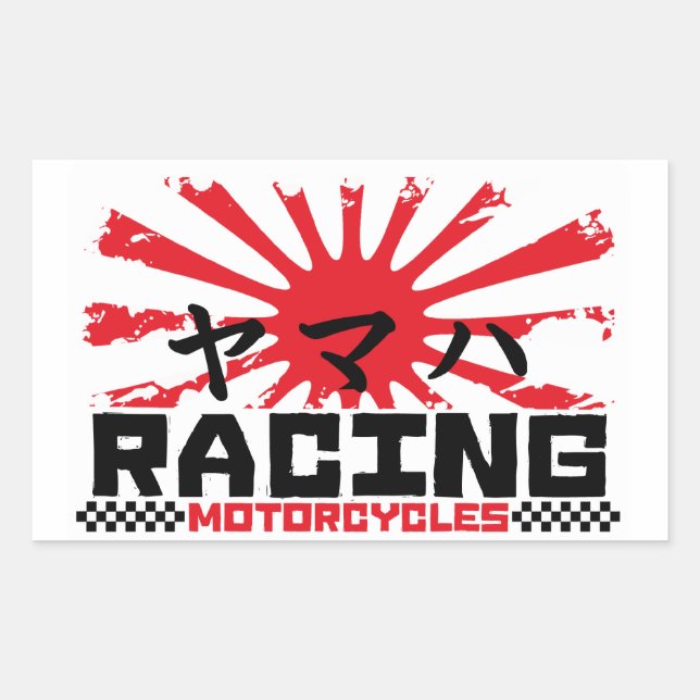 Japanese bikes riders rectangular sticker (Front)