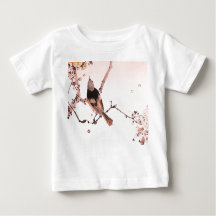 JAPANESE BIRD IN TREE CUSTOM INITIAL GIRL BABY TOP