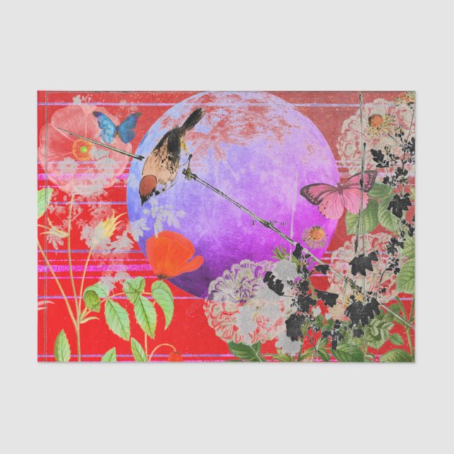 JAPANESE BIRDS AND A FULL MOON TISSUE PAPER (Front)