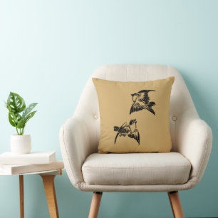 Japanese Birds Customisable Colours Cushion
