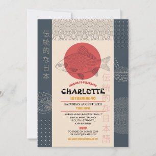 Japanese Birthday Party Restaurant Take Away Asian Invitation