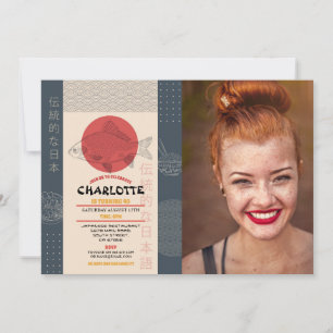 Japanese Birthday Party Restaurant Take Away Photo Invitation