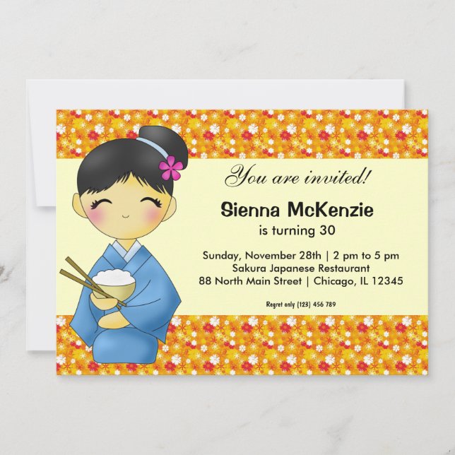 Japanese Birthday theme Invitation (Front)