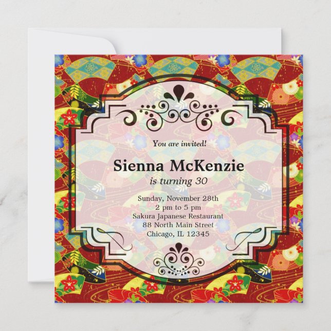 Japanese Birthday theme Invitation (Front)