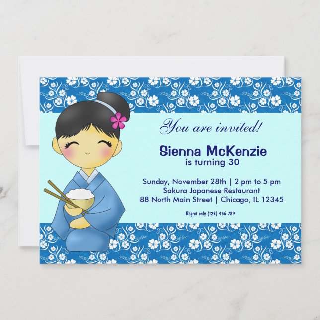 Japanese Birthday theme Invitation (Front)