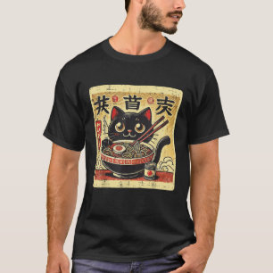 Japanese Black Cat Ramen Cute Ukiyo Noodle Boys Gi T-Shirt