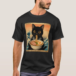Japanese Black Cat Ramen Long Sleeve T-Shirt