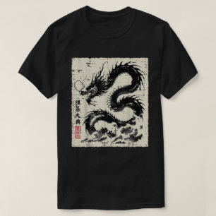 Japanese Black Dragon Vintage Chinese T-Shirt