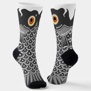 Japanese Black Koinobori Carp Streamer Socks