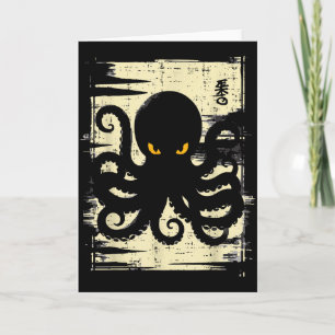 Japanese Black Octopus Vintage Ukiyo-e Art Men Wom Card