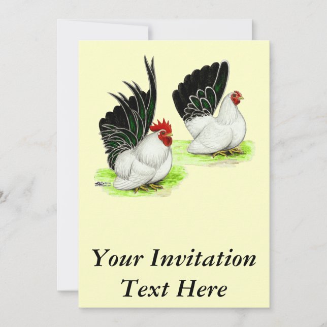 Japanese Black White Bantams Invitation (Front)