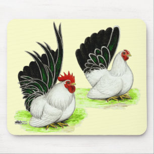 Japanese Black White Bantams Mouse Mat